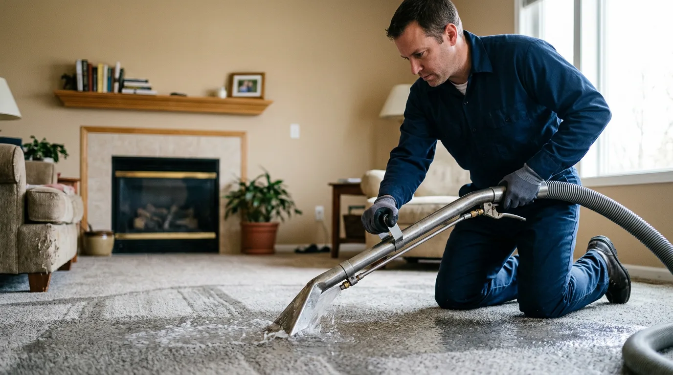 Water damage restoration technician working near Hollenberg, KS